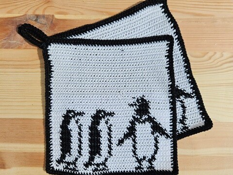 Häkelanleitung Topflappen Pinguine