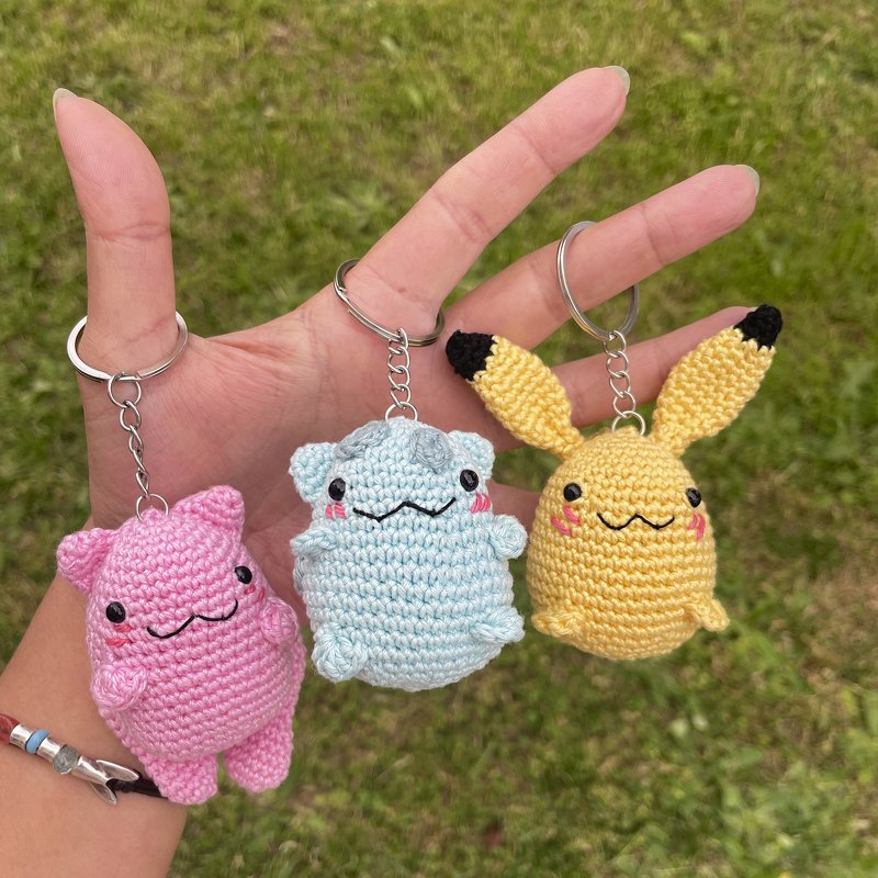 Bundle Crochet Pattern Amigurumi Keychain Anime Poke Animals Pika & Mew - Image 7