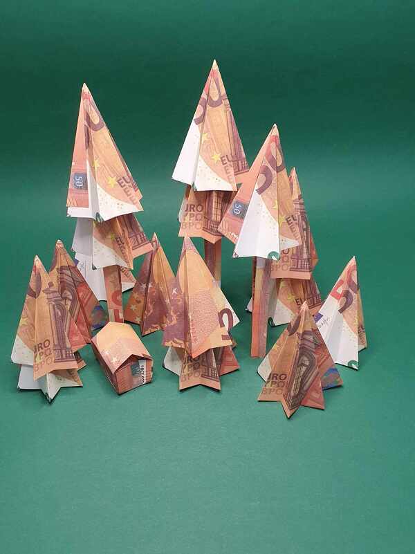 Origami Geldschein Wald mit Hütte (**) - Bild 3