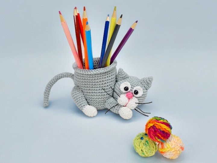 Katzen Stift/Nadelhalter - Häkelanleitung