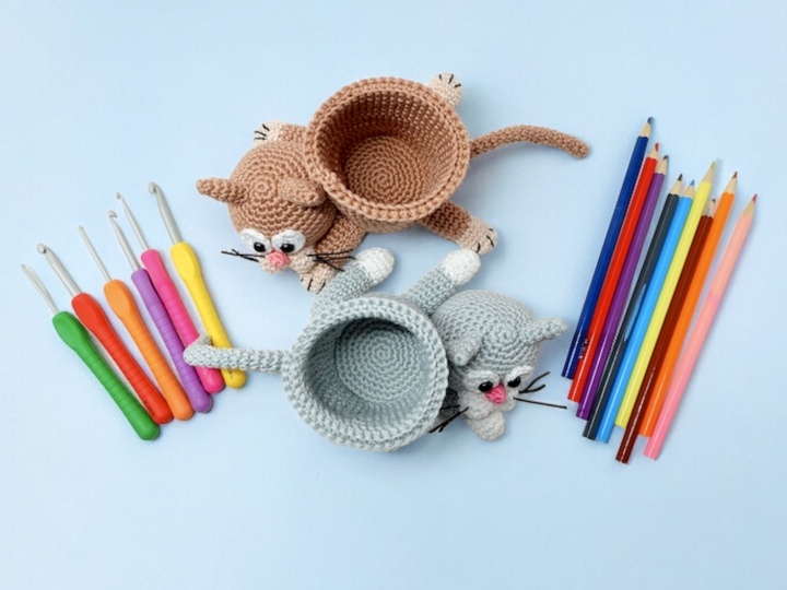 Katzen Stift/Nadelhalter - Häkelanleitung