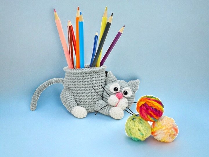 Katzen Stift/Nadelhalter - Häkelanleitung