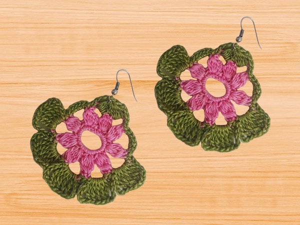 Crochet Flower Earrings Pattern