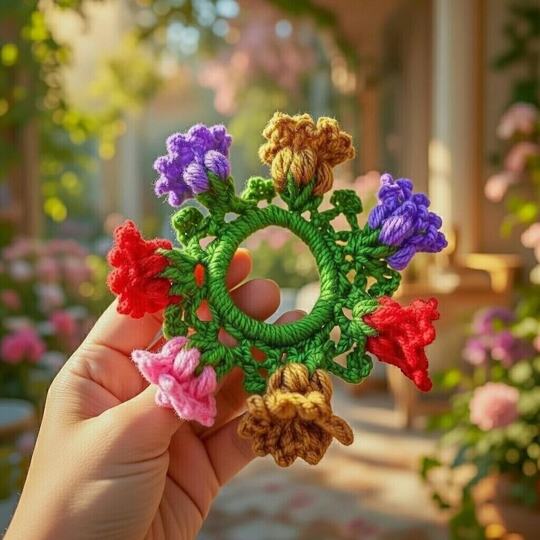 A Crochet lotus Scrunchie pattern