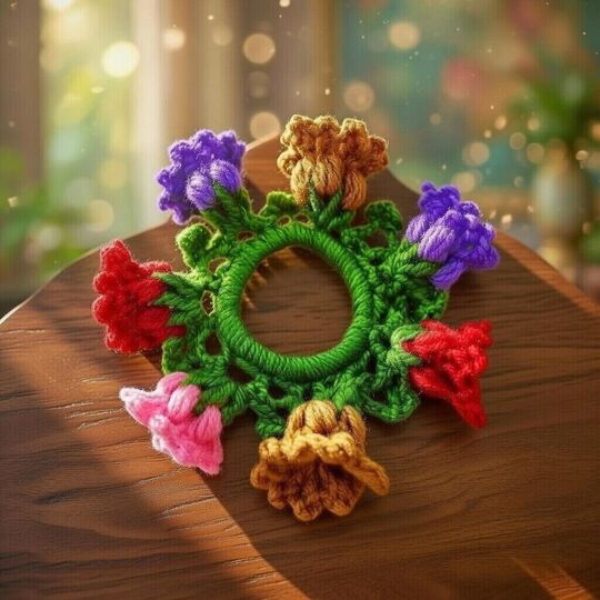 A Crochet lotus Scrunchie pattern