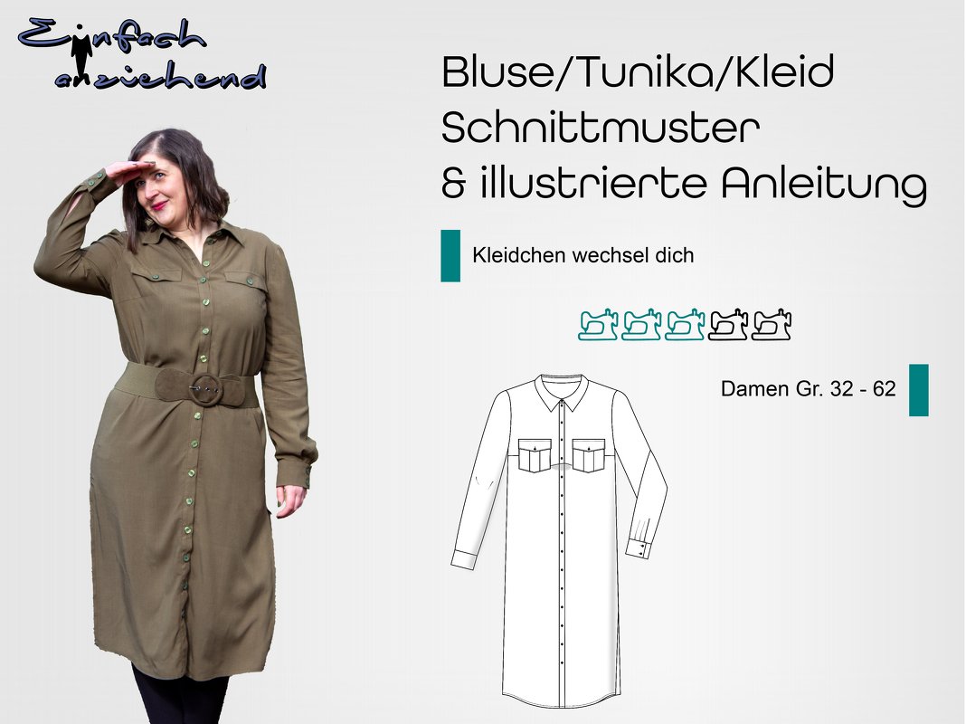 Schnittmuster Bluse, Tunika, Kleid - Kleidchen wechsel dich Gr. 32 - 62