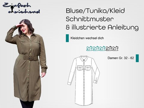 Schnittmuster Bluse, Tunika, Kleid - Kleidchen wechsel dich Gr. 32 - 62