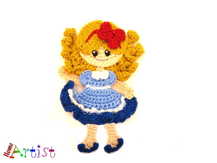 Girl doll crochet  applique