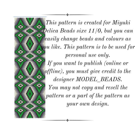 Rhombic Repeats Peyote Stitch Bracelet