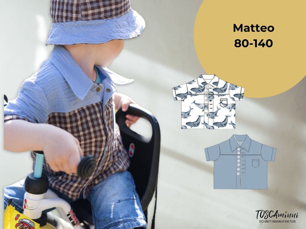 Schnittmuster Kinder Hemd Matteo Gr. 80-140 | Nähanleitung + Beamerdatei