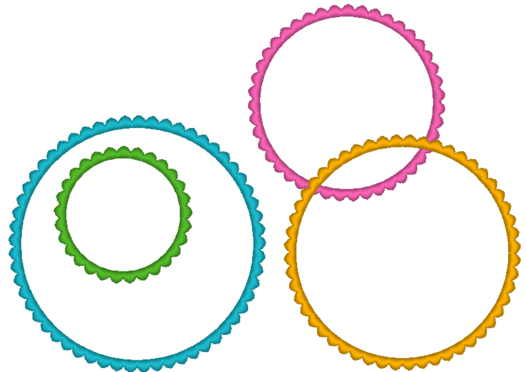 Stickdatei - Kreis Buttons Rahmen mit Wellenrand in 13 Größen