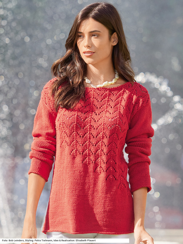 Pulli mit Ajourmuster in Rot