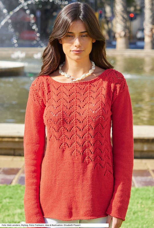 Pulli mit Ajourmuster in Rot - Bild 4