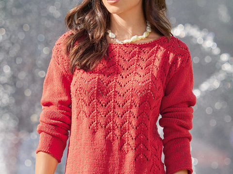 Pulli mit Ajourmuster in Rot