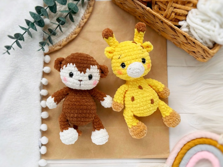 Plushie monkey Amigurumi low sew crochet pattern