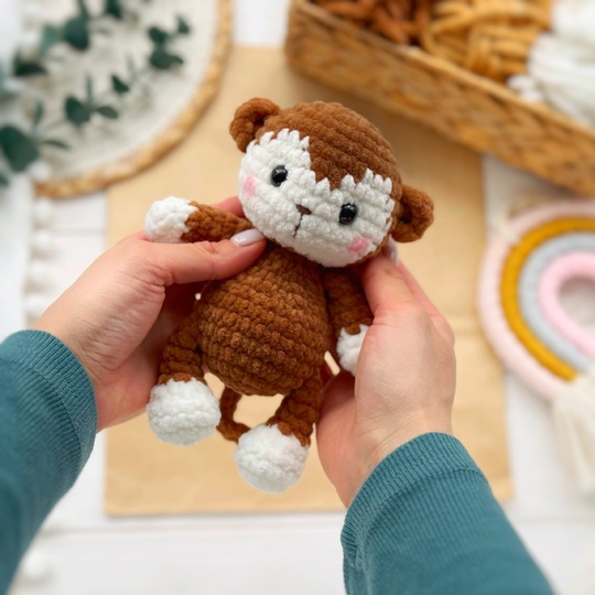 Plushie monkey Amigurumi low sew crochet pattern