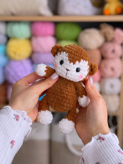 Plushie monkey Amigurumi low sew crochet pattern