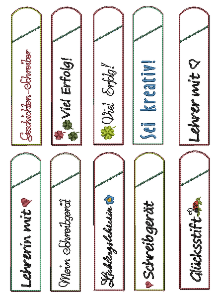 Stickdatei Etuis Stifteetui schmal für einen Kugelschreiber 10 Varianten - Bild 6