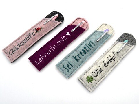 Stickdatei Etuis Stifteetui schmal für einen Kugelschreiber 10 Varianten