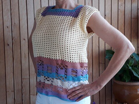 Häkelanleitung Shirt, Tunika, ärmelloser Pulli "Sorbet"