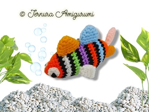 Mehrfarbiger Fisch Häkelanleitung Ternura Amigurumi