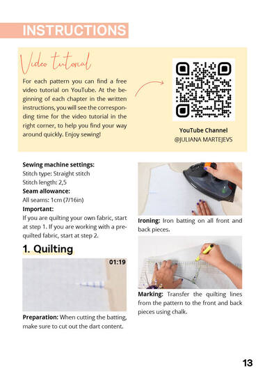 Quilted Vest Sewing Pattern Ladies XS-XXXL, Reversible Vest Gilet Tutorial