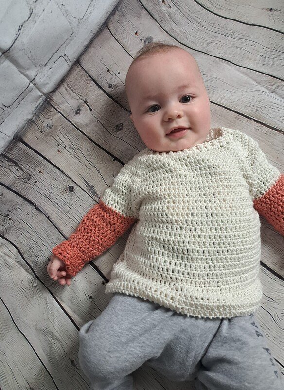 Kinder Pullover Häkelanleitung: Spring Rose Raglan Pullover in 6 Größen