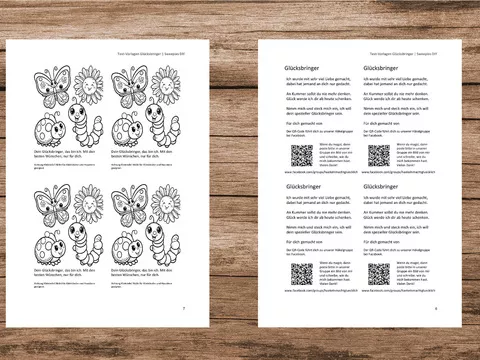 Beipackzettel für Glücksbringer, Glückswürmchen