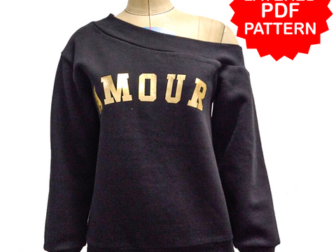 Off Shoulder Women's Top PDF Sewing Pattern for Beginners Sewing A4 size