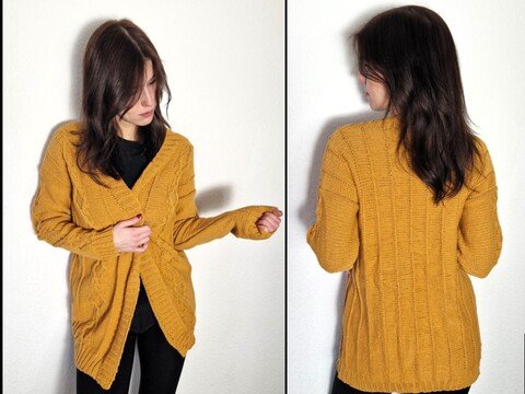 238 Strickanleitung Strickjacke Cardigan Curry
