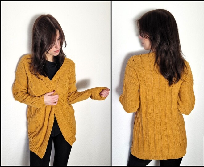 238 Strickanleitung Strickjacke Cardigan Curry