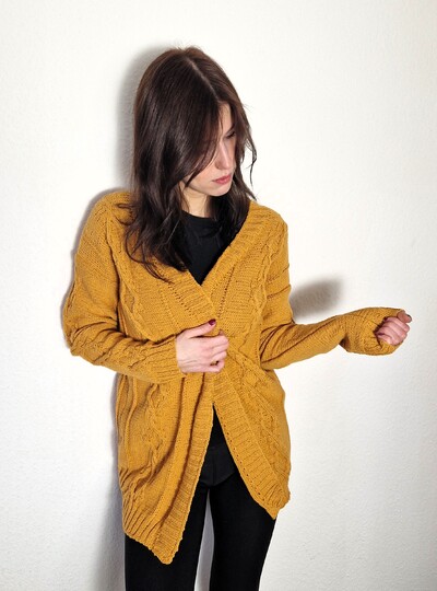 238 Strickanleitung Strickjacke Cardigan Curry
