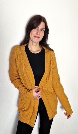 238 Strickanleitung Strickjacke Cardigan Curry