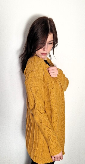 238 Strickanleitung Strickjacke Cardigan Curry