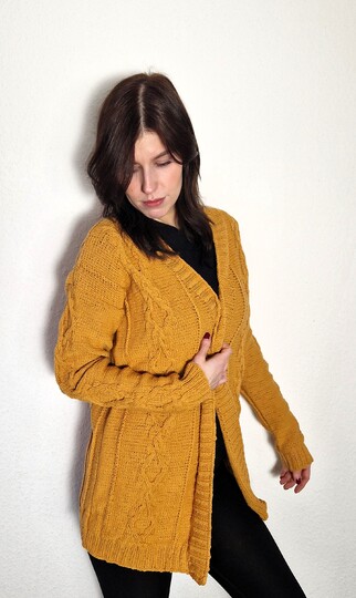 238 Strickanleitung Strickjacke Cardigan Curry