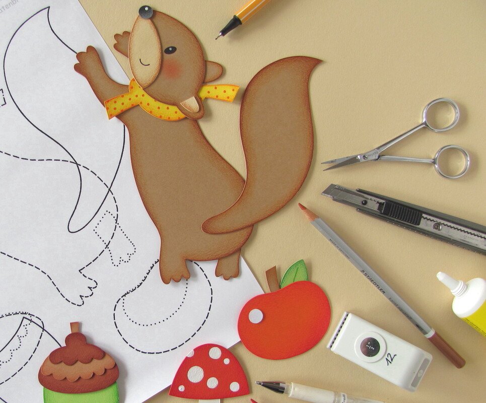 Vorlage u. Anleitung für Fensterbild Eichhörnchen - Bild 5