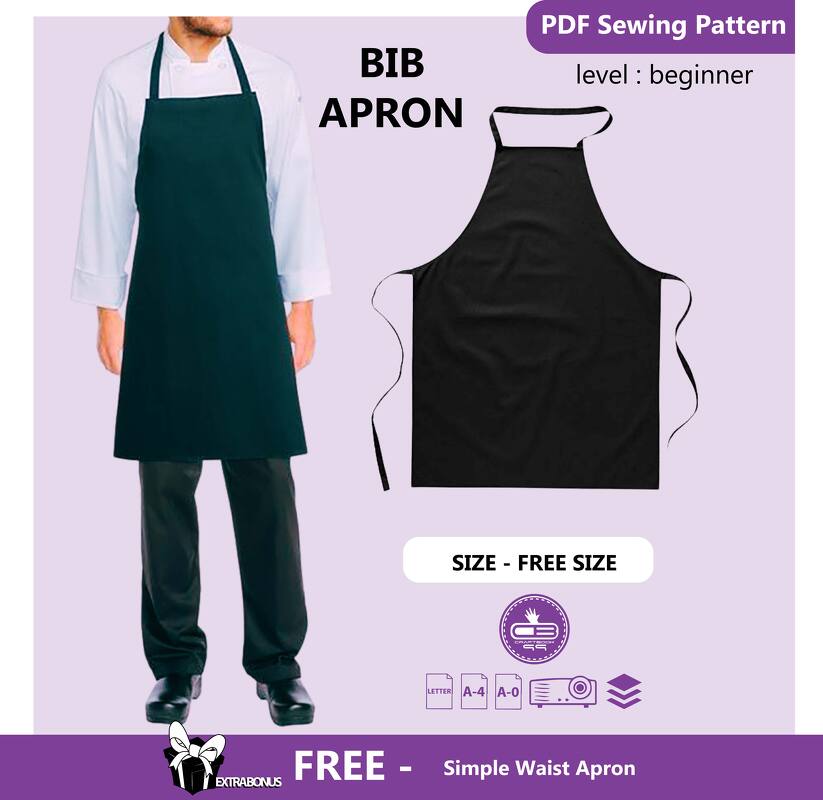 Bib Apron PDF Sewing Pattern | DIY Bib Apron | Custom Chef's Apron Patterns