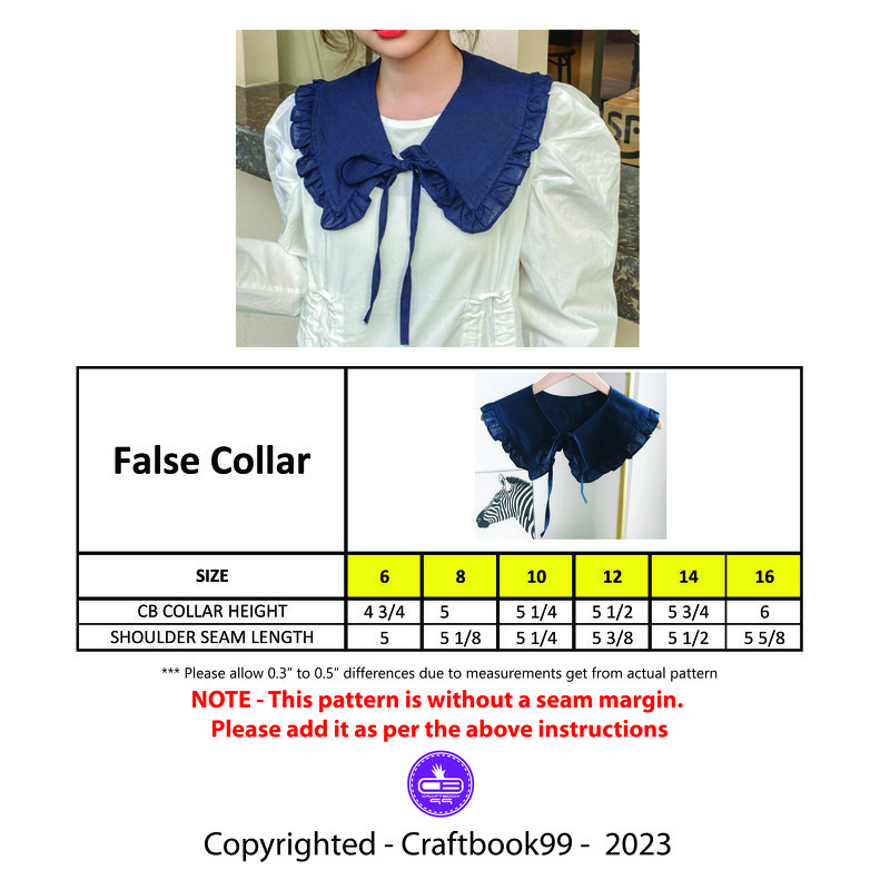 Collar Pattern | False Decorative Removable Fake PDF Collars Sewing - Image 6