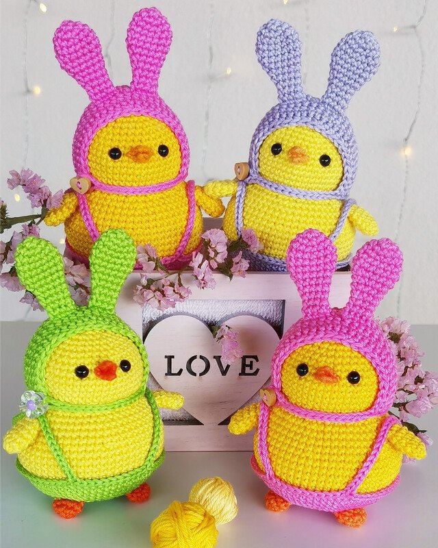 Low Sew Crochet Pattern | Easter Chubby Chick Amigurumi in Bunny Hat - Image 9