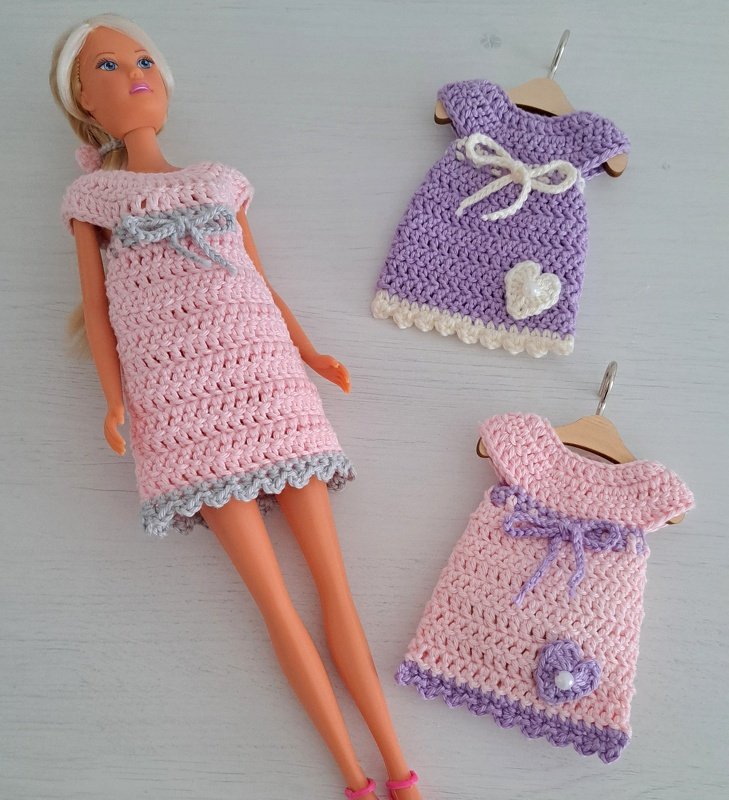 Duft-Kleidchen oder Kleid für Mode-Puppen - Häkelanleitung PDF