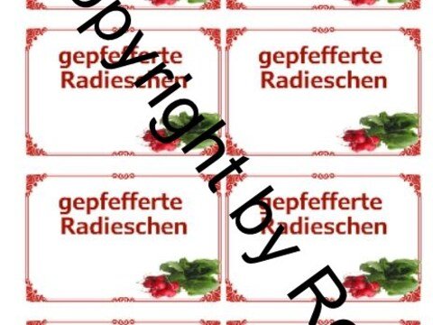 Einmachetiketten - Gepfefferte Radieschen + Rezept