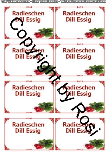 Einmachetiketten - Radieschen Dillessig + Rezept