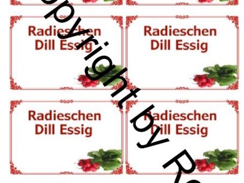 Einmachetiketten - Radieschen Dillessig + Rezept