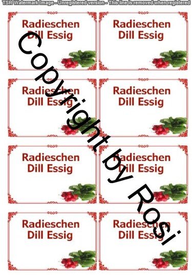 Einmachetiketten - Radieschen Dillessig + Rezept