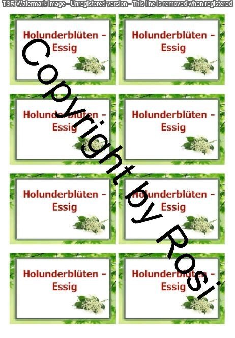 Etiketten für Eingemachtes - Holunder Essig + Rezept