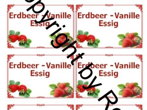 Etiketten für Eingemachtes - Erdbeer Vanille Essig + Rezept