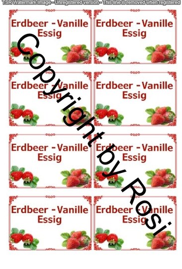 Etiketten für Eingemachtes - Erdbeer Vanille Essig + Rezept
