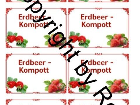 Etiketten für Eingemachtes - Erdbeer Kompott
