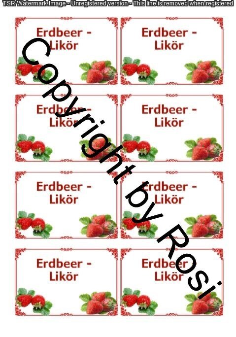 Etiketten für Eingemachtes - Erdbeer Likör + Rezept