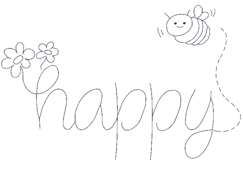 Stickdatei - Happy Bee Biene in 9 Größen